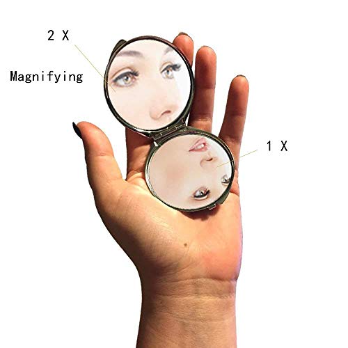 Ogledalo, kompaktno ogledalo, beta riba tema džepnog ogledala, prenosivo ogledalo 1 x 2x uvećavajuće
