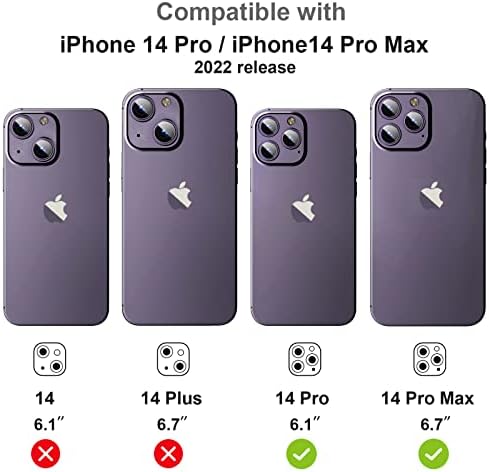 [2 Pakovanje] Longciyu zaštitnik sočiva kamere kompatibilan sa iPhoneom 14 Pro Max 6.7 inch＆iPhone 14 Pro 6.1 inch [9h Premium kaljeno staklo] [protiv ogrebotina] [zaštita od aluminijumske kamere za vazduhoplovstvo] [99.99% Transparentnost] [ne utiče na noćno snimanje] - ljubičasta