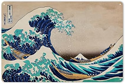 Veliki val od Kanagawa by Katsushika Metal Tin znak - 12x8 inčni poster za ocean Beach zidni dekor