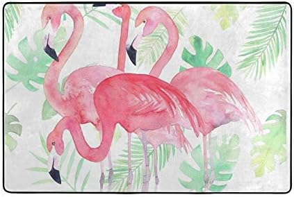 Moje malo gnezda Flamingo sa dlanom Tropic Listoves Play Mat Baby Crawling Tepih non klizanje mekog prostirka za dnevni boravak Spavaća soba Blagovaonica Učionica Podna mat lagana 4'10 x 6'8