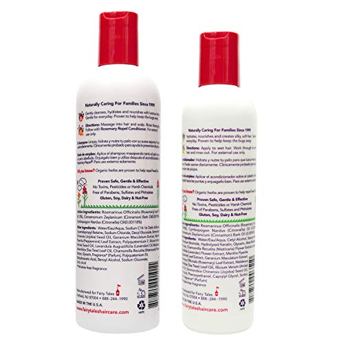 Fairy Tales Rosemary Repel šampon za vaške - Daily Kids šampon & amp; regenerator Duo za prevenciju vaški