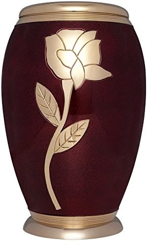 Burgundija Gold Rose Pogrebna urna Liliane - kremiranje urne za ljudski pepeo - Veličina odrasle osobe - ručno izrađene u mesingu - prikaz urn kod kuće ili u niši u Columbarium - Talia model
