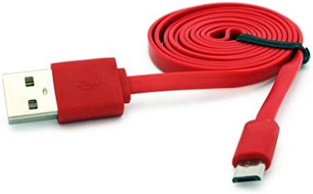 6ft USB kabl Flat Red MicroUSB punjač kabl za napajanje kompatibilan sa ZTE Blade Force-Blade Vantage-Blade Vantage
