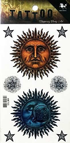 PARITA tetovaže nad žutim plavim Mjesečevim suncem zvijezde iz snova crtani film privremena tetovaža za odrasle muškarce žene djecu modne tetovaže Umjetnost šminkanje dizajn seksi tijelo vodootporan
