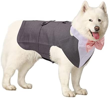 Dora Bridal Formalni pas Tuxedo za srednje pse, labrador kućni ljubimac vjenčani odijelo odijelo sa odvojivim bowtie ovratnik odvratnik bandana, haljina za halloween kostimi zgodni elegantan cosplay