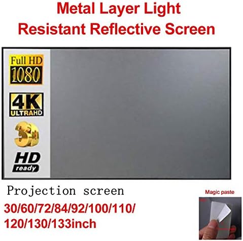 N / A 4: 3 Prijenosni projektorski ekran metalni sloj otporan na svjetlosni kućni film Reflektivni