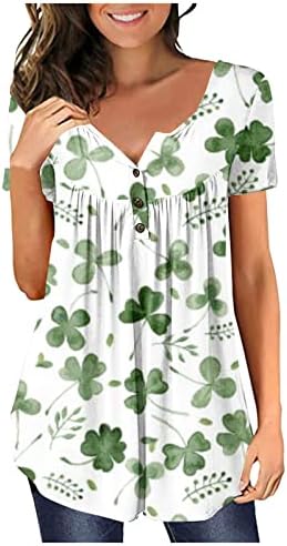 Dnevni vrhovi za žene za žene s kratkim rukavima TUNIC košulje Smiješne majice Irska Shamrock Grafički teški bluza