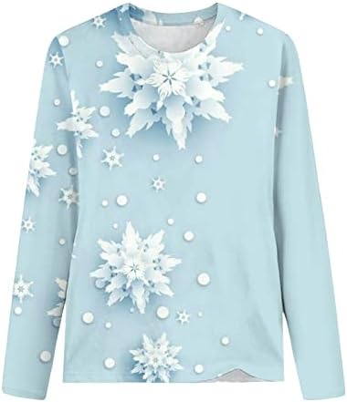 Košulje s dugim rukavima za žene Modni božićni ispisani labavi majica Bluza Okrugli vrat Ležerne prilike