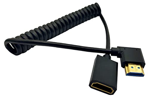 Qaoquda 8k HDMI produžni kabel, 4ft zavojni HDMI 2.1 muški za žensko 90 stupnjeva ugao spiralni