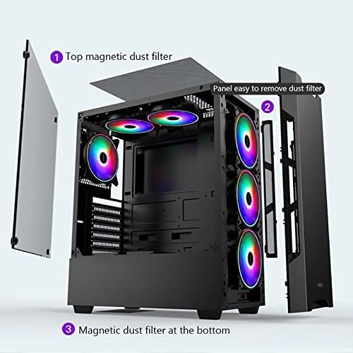 Bbnb Gaming Case, mid-Tower PC Gaming Case ATX / M-ATX / ITX-prednji i / o USB 3.0 bočni Panel od kaljenog stakla-6 Pozicija ventilatora-spremno za hlađenje vodom