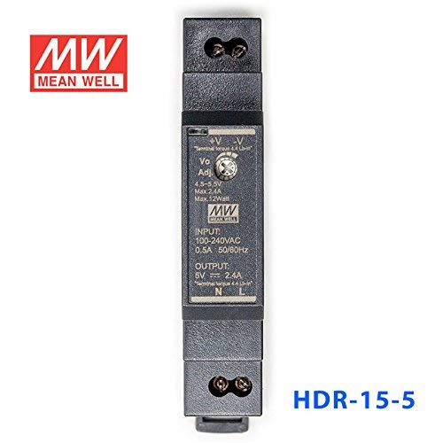 Dobro znači HDR-15 - 5 Ultra tanko 1su DIN šine u obliku koraka, 5v 2.4 A 12W