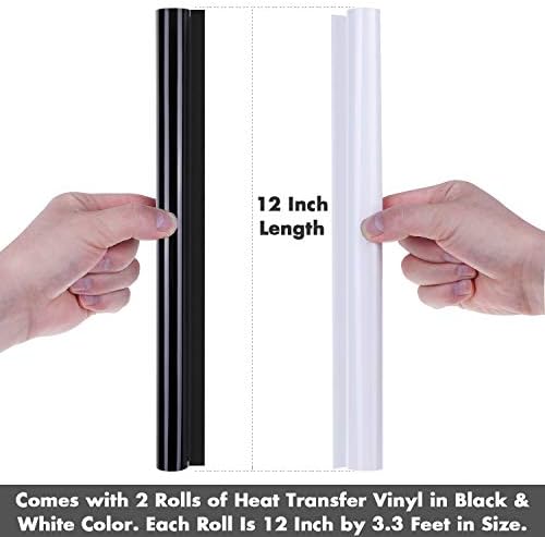 Transfer toplote Vinyl, Selizo 2 Rolls Crno-bijelo HTV glačalo na vinilu za majice, kape, odjeća,