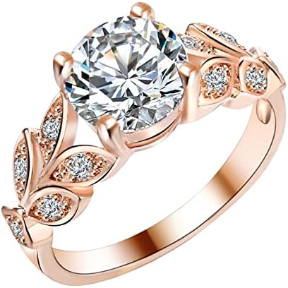 Angažman okrugli rez Zirkoni Žene vjenčani prstenovi nakit za žene za žene puni dijamantski dame zvone zapadnjačke prstenove
