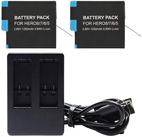 2-pack AHDBT-801 Zamjena punjača za bateriju za GOPRO Hero 8 Action Camera - kompatibilan sa SPJB1B Potpuno dekodiranom baterijom i punjačem