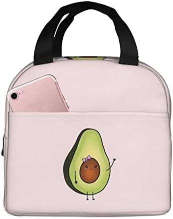VUEDJRO Kawaii avokado vodootporna izolovana torba za ručak, moderna izdržljiva kutija za ručak sa džepom i patentnim zatvaračem za rad & piknik na otvorenom