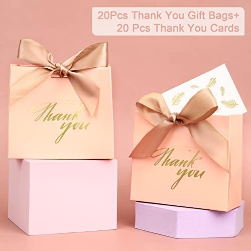 ROYJACKSON 20 pakovanja mala poklon torba za zahvalnicu, torbe za zabavu sa kutijama za poslastice sa 20 zahvalnica, Mini poklon torbe rasute za rođendan vjenčanja Baby Shower poslovne potrepštine za zabavu
