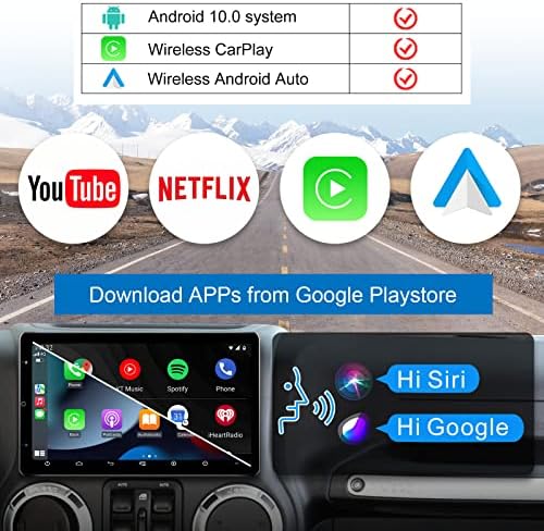 13.3 inčni auto Stereo rotirajući Tesla stil Android 10.0 za Jeep Wrangler/komandant/kompas Wireless CarPlay Android Auto 4G+64G Single Din glavna jedinica AM / FM Radio GPS Navi WiFi Auto Multimedija