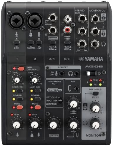 Yamaha AG06MK2 Crni 6-kanalni live streaming loopback mikser/USB interfejs sa Steinberg softverskim paketom