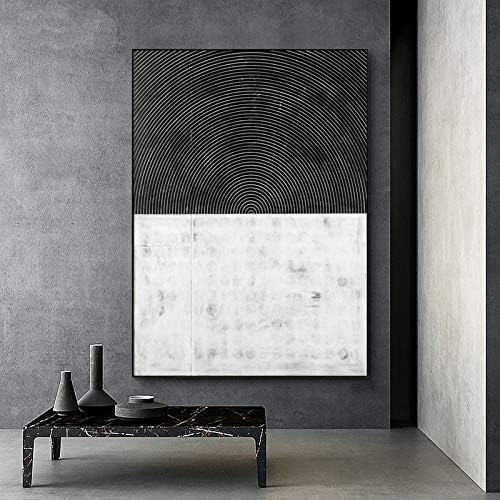 Ručno oslikana uljana slika na platnu-moderne apstraktne crno-bijele linije teksturna uljana slika zidne