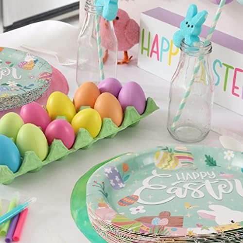 CIEOVO Happy Easter Rabbit Carrot Egg Party Supplies-Serves 24 gost uključuje Party ploče, kašike, viljuške, šolje, nož i salvete Party paket za uskršnje zabave potrepštine dekoracije
