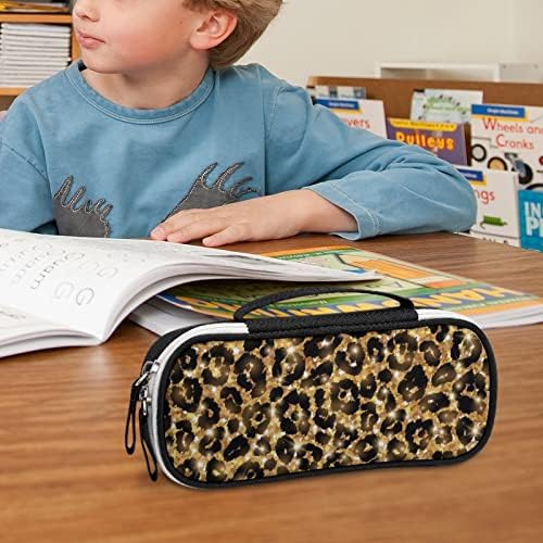Leopard Glitter olovka velikog kapaciteta torbica za olovku za nošenje torba za šminkanje torbica za odlaganje sa zatvaračem sa zatvaračem