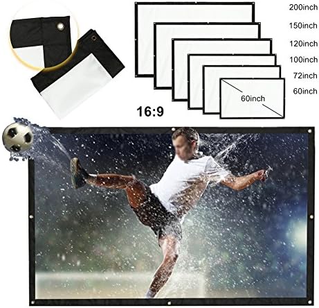Portable projekcijski ekran, 16: 9 HD mat filmski ekran preklopljen tabletop beli i vanjski projektor zaslon sa visećim rupom za stražnju projekciju, platno tkanina