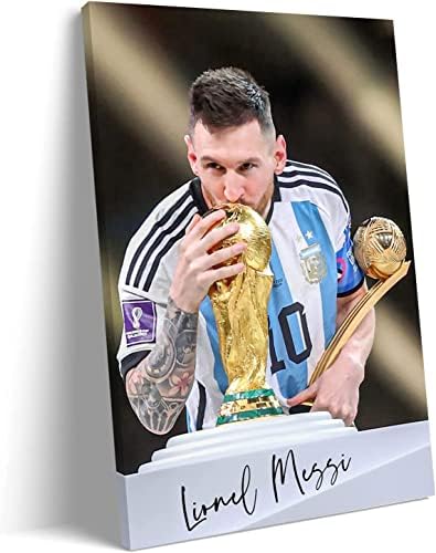 Fudbalske Superzvijezde - Lionel Messi Prvak Svjetskog Kupa Potpis Poster Moderna Kućna Spavaća Soba Spavaonica Teretana Estetski Zidni Umjetnički Ukras Poster