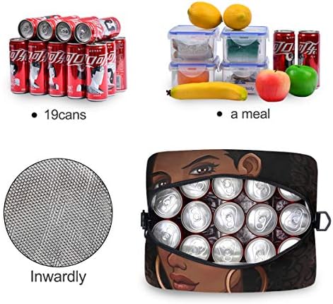 Torba za ručak za višekratnu upotrebu za djevojčice žene, lijepa Afro American Girl kutija za ručak sa odvojivom