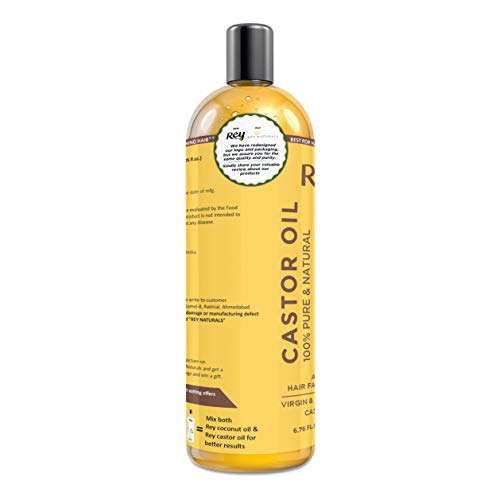 Rey Naturals ricinusovo ulje za njegu kože, rast kose, Premium hladno prešano, čisto & amp; Djevičanski razred - 200 Ml jasno