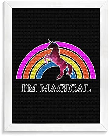 Magical Unicorn Rainbow Round Diamond painting Kit full-Drill platno Art sa okvirom Home Wall Decor poklon