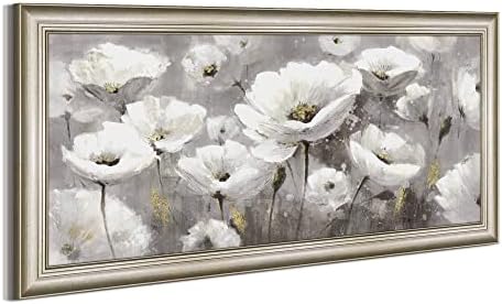 Flower Canvas Wall art slika: dnevni boravak apstraktna slika sa cvjetnim okvirom dekor moderna Bijela