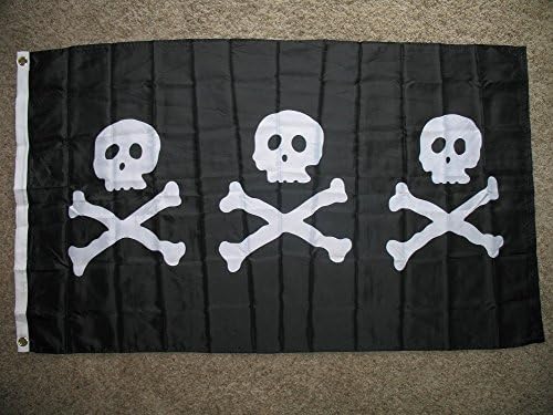 3x5 Christopher Condent 3 lobly Jolly Roger Pirate Flag 3'x5 'Baner