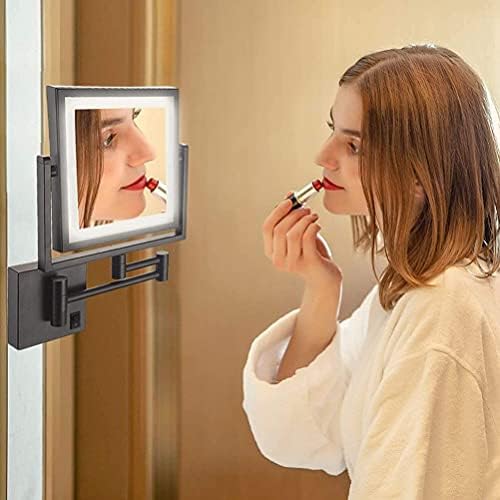 ALWUDI zidno ogledalo za šminkanje sa svetlima i uvećanjem 3X, 8 u dvostranim kvadratima ogledalo