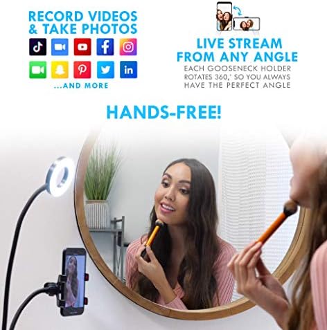 Aduro u-Stream Selfie prstenasto svjetlo sa 24 postoljem za Gooseneck & amp; držač za mobilni telefon paket sa 10 LED prstenastim svjetlom sa postoljem za stativ, stolno svjetlo za kućni Streaming selfi prstenasto svjetlo sa držačem za telefon