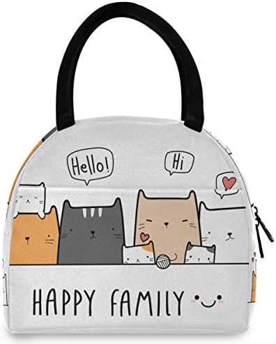 Izolovana torba za ručak za žene-slatka mačka mačka mače velike nepropusne torbe za ručak s naramenicama