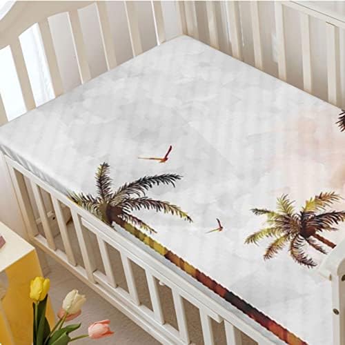 Havajski tematski posteljici, prenosivi mini krevetići listovi mekani mali madrac ploča za dječje krevetiće za djevojčicu ili dječak, 24 x38, zeleno smeđe boje