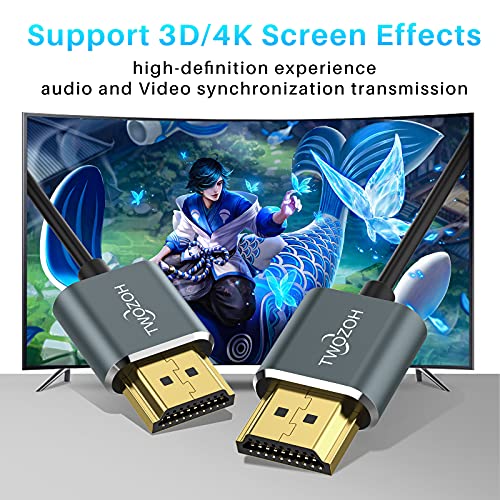 Twozoh Ultra-Thin HDMI do HDMI kabl 5FT, Hyper Slim HDMI 2.0 kabl, Extreme Flexible HDMI kabl podržava 3D/4K@60Hz, 2160p, 1080p