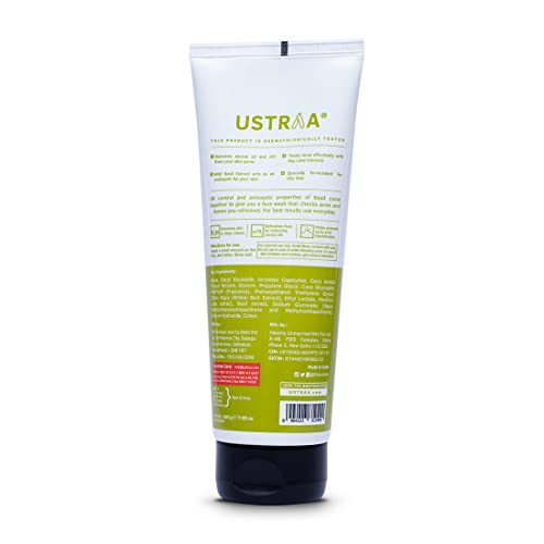 Ustraa Face Wash - masna koža-7.05 oz-provjerava Acne & intenzivna Kontrola ulja - sa bosiljkom & Lime - za kožu sklonu aknama, Bez SLS & parabena, provjerava akne i mitesere