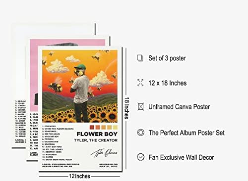 Bkioqoh Set od 3 platnena postera, Poster Frank Ocean plavokosi Poster kanal narandžasti Poster,