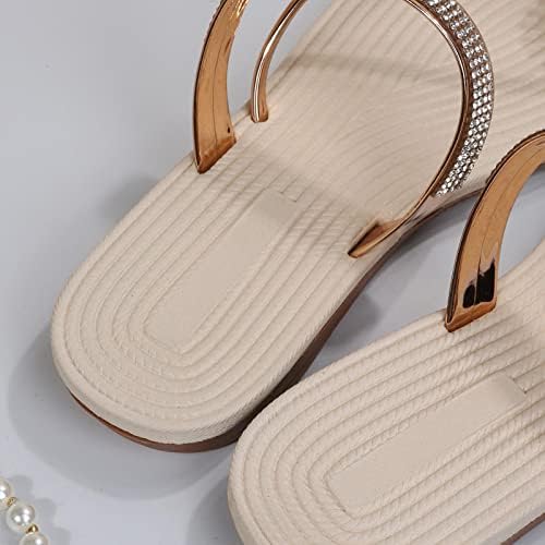 Žene ljeto Sparkly Rhinestone Clip Sandals Elegantne niske potpetice Sliper Comfy Thong Sandals Flat Slingback cipele za plažu Zapatillas de mujer