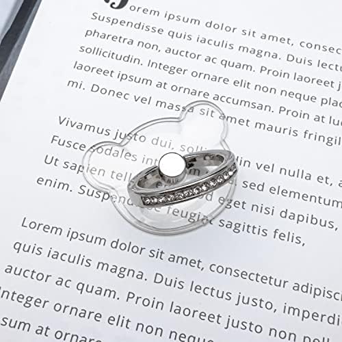 Wogroo stalak za Držač prstena za mobilni telefon kompatibilan sa svim mobilnim telefonima ili futrolama za telefon, prozirnim držačem prstena za prst za prst za 360 stepeni rotacija prozirnog držača prstena za telefon, medvjed