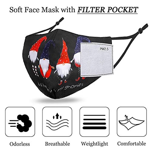 Dienalls 5kom Božićne maske za lice odrasli sa 10kom filteri i žice za nos, maske protiv magle za naočare koje nose podesive ušne petlje Crna