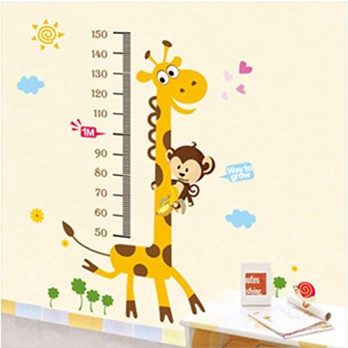 Declals Design NackersKart Naljepnice za zid Kids Giraffe Visine Tabele Izmjenjivi veliki vinil