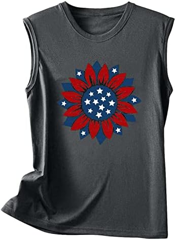 Žene slatke patuljačke američke zastave zvijezde tenkove 14. jula 4. jula Dan nezavisnosti Kombinacije grafičke majice bez rukava