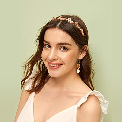 Beaupretty leptir traka za glavu, šuplja metalna traka za glavu Legura Tiara Headpiece Hair Accessories For Women Girls, Gold