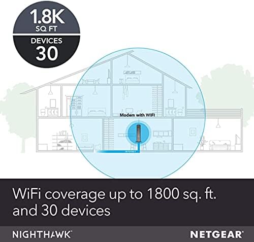 NETGEAR Nighthawk kablovski Modem WiFi ruter kombinacija sa glasom C7100V - podržava Xfinity Cable & glas planira do 600Mbps, 2 telefonske linije, AC1900 Wifi brzina, DOCSIS 3.0