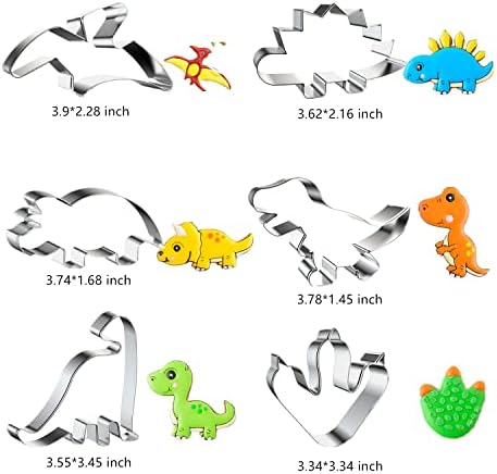 Rezači kolačića dinosaurusa, 6 komada rezači u obliku dinosaurusa plijesni Brontosauri, T-Rex,Triceratops, Stegosaurus, Pterodaktil i otisak dinosaurusa