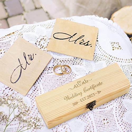 Memorijska kutija za čuvanje personalizirano vjenčanje certifikat za zaštitu paketa sa drvenim kutijama Pokloni bračni certifikat Držač MR i MRS godišnjica vjenčanica