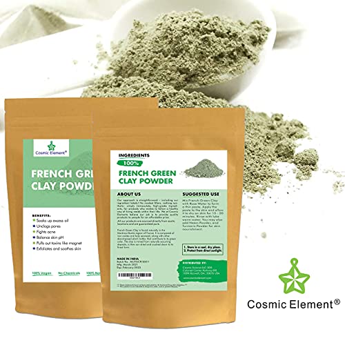 Kosmički Element bentonit i francuski zeleni glineni prah čist & amp; nerafinirani 4 unce Premium prehrambeni