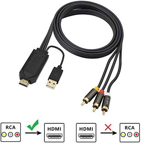 RCA do HDMI, AV do HDMI Converter, video zvuk kompozitnog CVBS-a na HDMI pretvarač Adapter PAL / NTSC 1080P za PS3 / 4 DVD VHS STB XBOX VCR HDTV monitor Projcetor, - sa USB-om / stabilnim